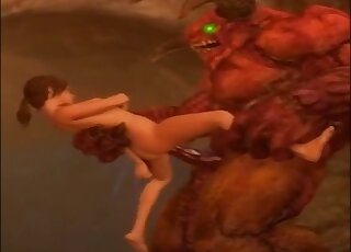 Demonic beast with a big dick fucked a slutty angler