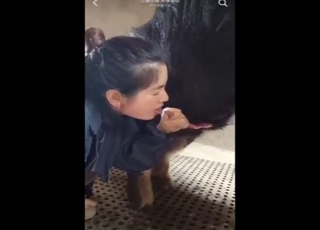 Zoophilic lady works hard to keep the animal horny